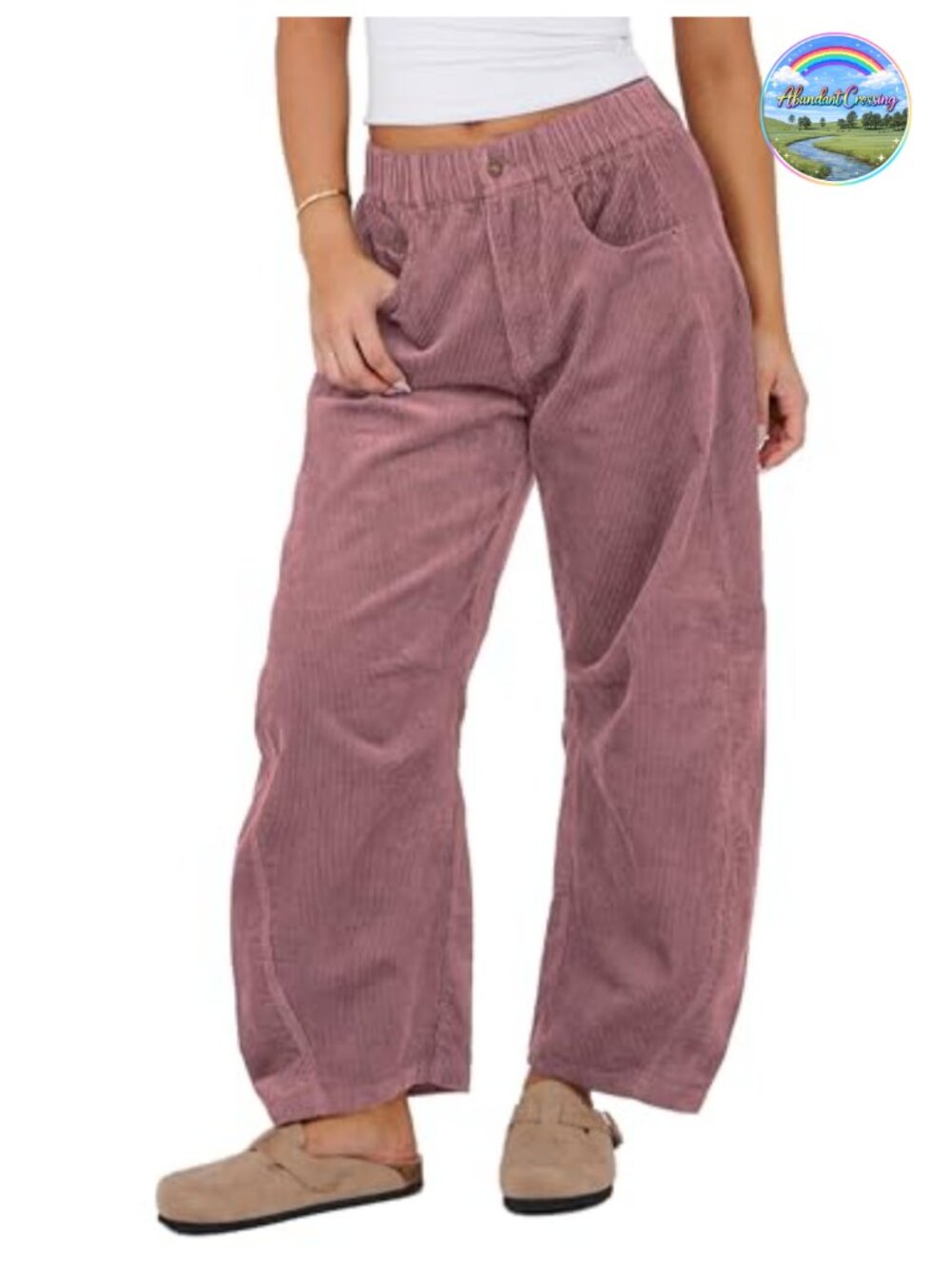 Women Corduroy Barrel Pants Baggy Wide Leg Trousers